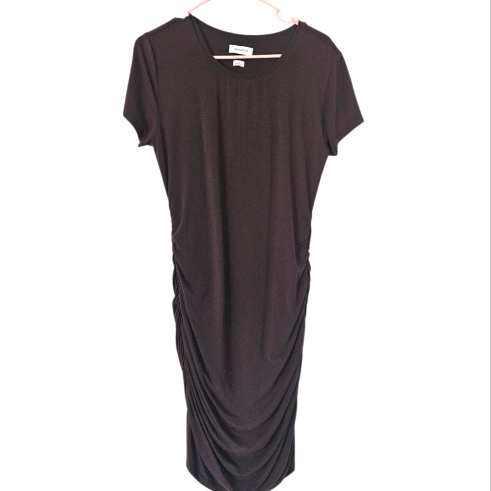 Aritzia Babaton Brown Double Fabric Countour Rouched Dress Size L